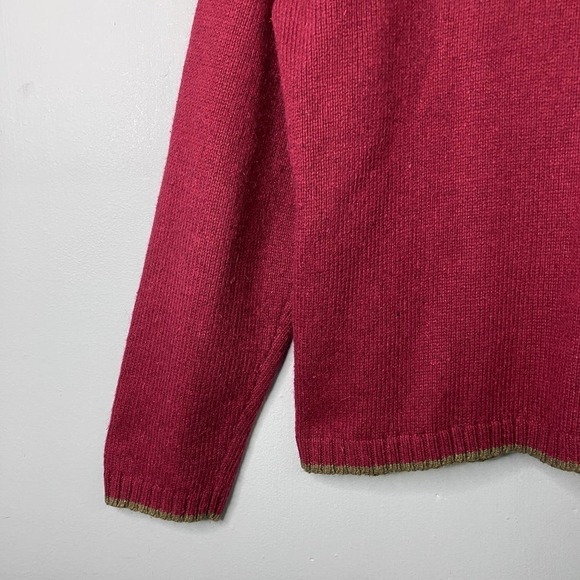 Croft & Barrow Wool Angora Snowman Christmas Tree Burgundy Full Zip Sweater Sz L - Picture 15 of 16